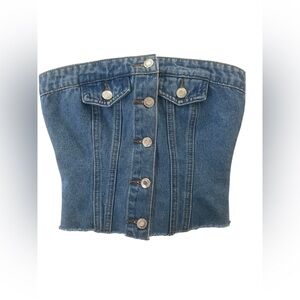 Edikted new with tags blue denim corset top with button-up front